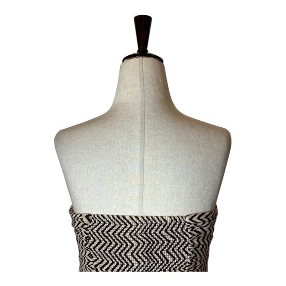Anthropologie Edme & Esyllte Dress Women 0 Ivory Brown Strapless Hypnotic Maxi - Picture 5 of 14